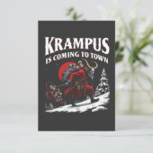 Krampus komt naar stad Krampus Kerstmis Bedankkaart (Staand voorkant)