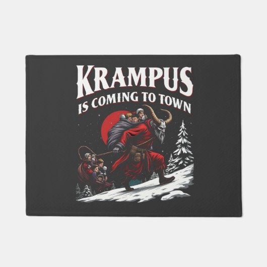 Krampus komt naar stad Krampus Kerstmis Deurmat (Voorkant)