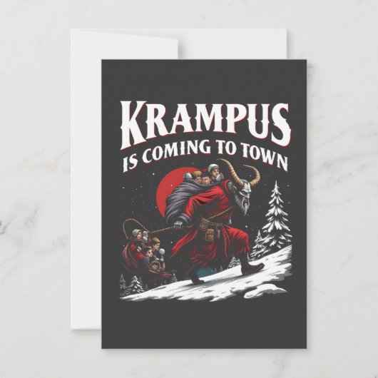 Krampus komt naar stad Krampus Kerstmis Kaart (Voorkant)