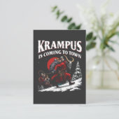 Krampus komt naar stad Krampus Kerstmis Kaart (Staand voorkant)
