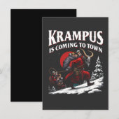 Krampus komt naar stad Krampus Kerstmis Kaart (Voorkant / Achterkant)