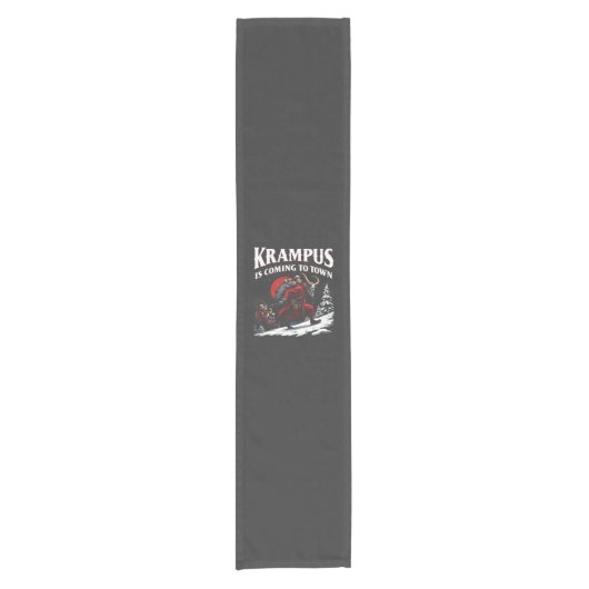 Krampus komt naar stad Krampus Kerstmis Korte Tafelloper (Voorkant)