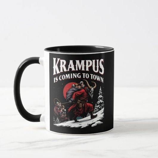 Krampus komt naar stad Krampus Kerstmis Mok (Links)