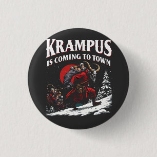 Krampus komt naar stad Krampus Kerstmis Ronde Button 3,2 Cm