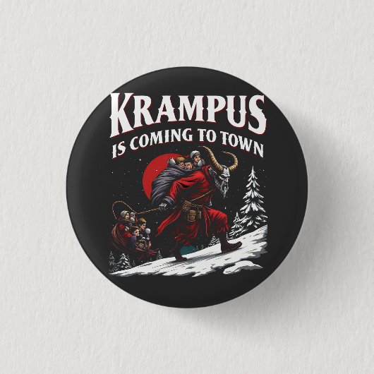 Krampus komt naar stad Krampus Kerstmis Ronde Button 3,2 Cm (Voorkant)