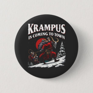 Krampus komt naar stad Krampus Kerstmis Ronde Button 5,7 Cm