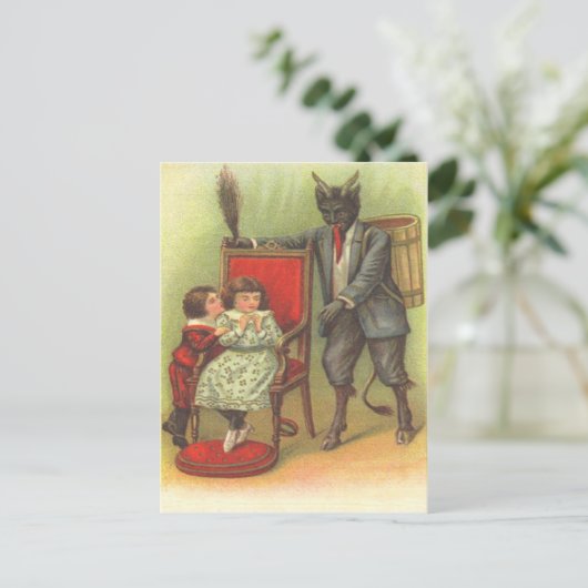 Krampus komt voor slechte kinderen briefkaart (Staand voorkant)