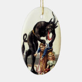 Krampus komt voor slechte kinderen kerstversiering keramisch ornament (Rechts)