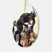 Krampus komt voor slechte kinderen kerstversiering keramisch ornament (Links)