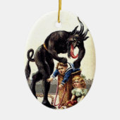Krampus komt voor slechte kinderen kerstversiering keramisch ornament (Voorkant)