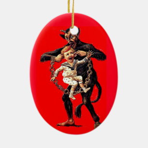 Krampus komt voor slechte kinderen kerstversiering keramisch ornament