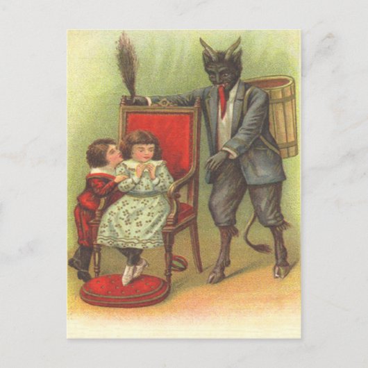 Krampus komt voor stoute kinderen briefkaart (Voorkant)