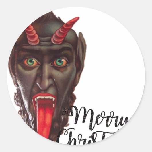krampus merry kerst ronde sticker (Voorkant)