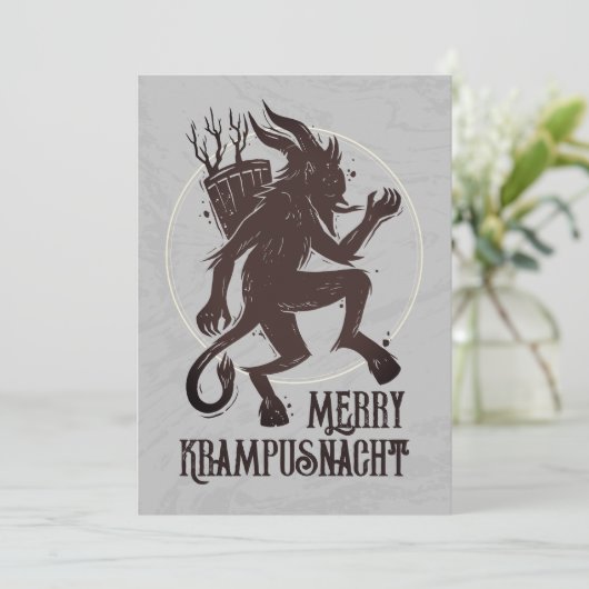 Krampus Merry krampusnacht Kerstfeestdag Feestdagenkaart (Staand voorkant)