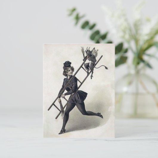  Krampus met dame Briefkaart (Staand voorkant)