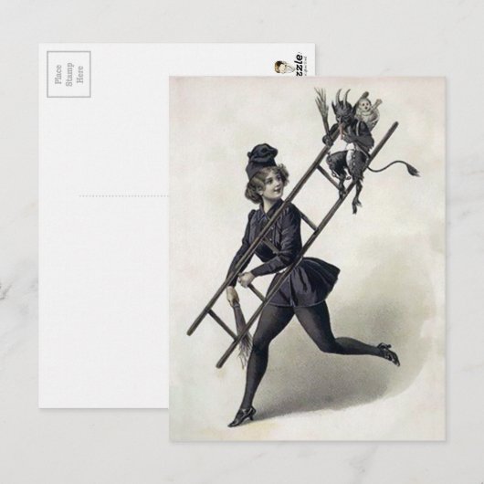  Krampus met dame Briefkaart (Voorkant / Achterkant)