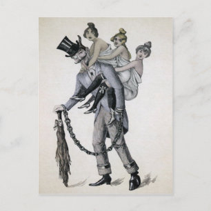 Krampus met dames Briefkaart