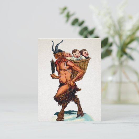 Krampus met Kinderen Briefkaart (Staand voorkant)