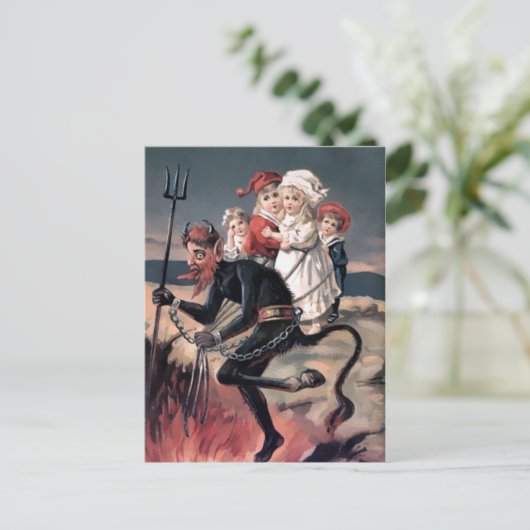  Krampus met Kinderen Briefkaart (Staand voorkant)