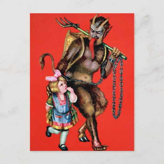  Krampus met klein meisje Briefkaart (Voorkant)