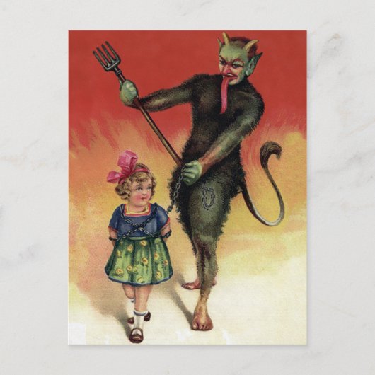 Krampus met meisje Briefkaart (Voorkant)
