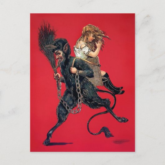  Krampus met meisje Briefkaart (Voorkant)