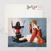  Krampus met Meisje Kerst Briefkaart (Voorkant / Achterkant)