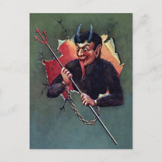 Krampus met Pitchfork Briefkaart (Voorkant)