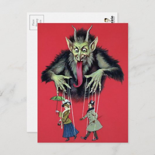  Krampus met Puppets Briefkaart (Voorkant / Achterkant)