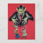  Krampus met Puppets Briefkaart (Voorkant)