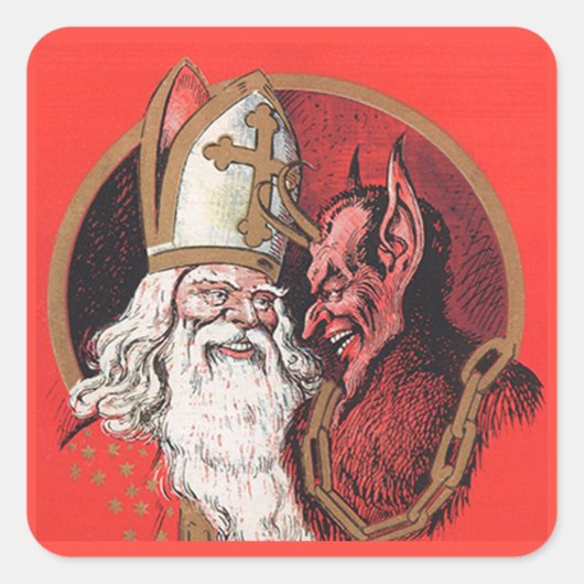 Krampus met Sinterklaas Kerst stickers (Voorkant)