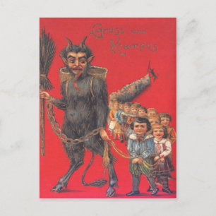 Krampus met slechte kinderen briefkaart