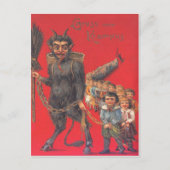 Krampus met slechte kinderen briefkaart (Voorkant)