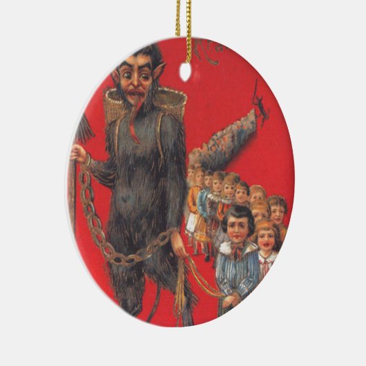 Krampus met slechte kinderen keramisch ornament (Rechts)