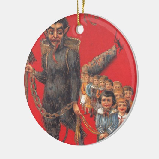 Krampus met slechte kinderen keramisch ornament (Links)