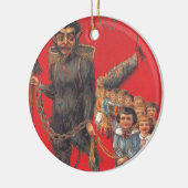 Krampus met stoute kinderen keramisch ornament (Links)