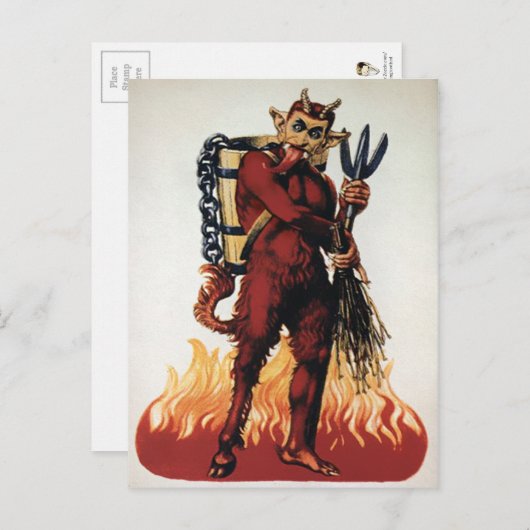  Krampus met vuur Briefkaart (Voorkant / Achterkant)