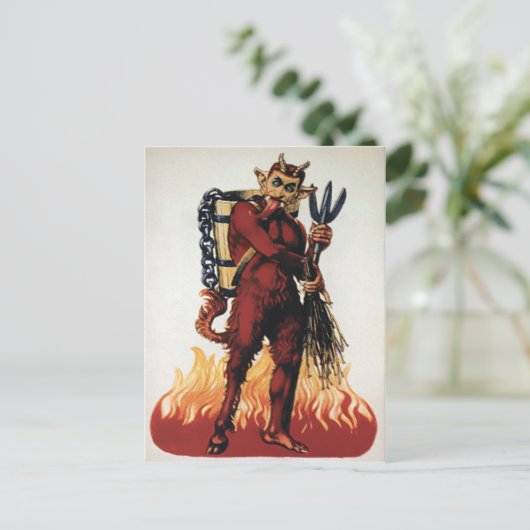  Krampus met vuur Briefkaart (Staand voorkant)