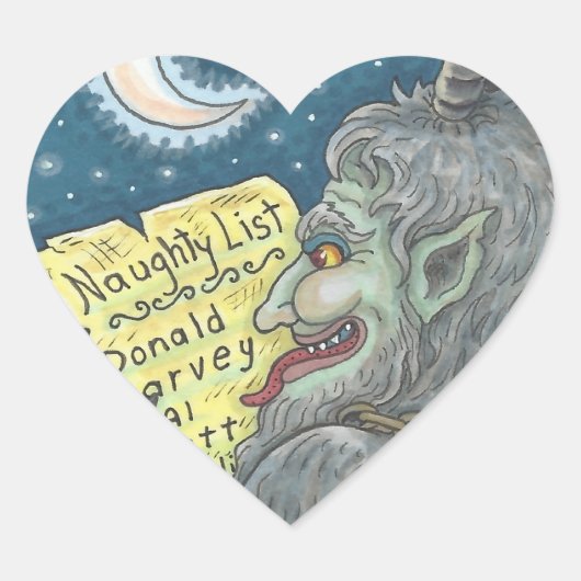 KRAMPUS NAUGHTY KINDEREN LIJST KERST STICKERS (Voorkant)