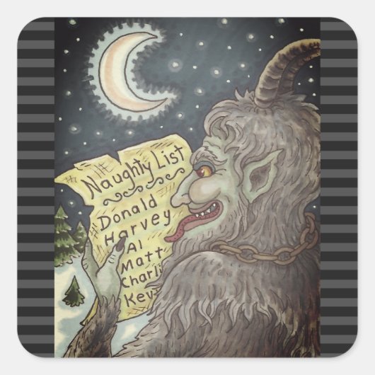 KRAMPUS NAUGHTY KINDEREN LIJST KERST STICKERS (Voorkant)