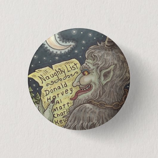 KRAMPUS NAUGHTY LIST CHRISTMAS BUTTON Round (Voorkant)