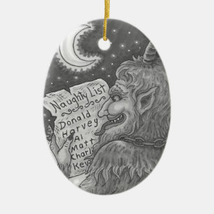 KRAMPUS NAUGHTY LIST, CHRISTMAS GOTHIC ORNAMENT Ov