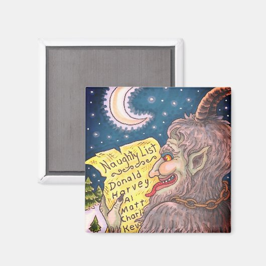 KRAMPUS NAUGHTY LIST CHRISTMAS MAGNET Customize (Voorkant / Achterkant)