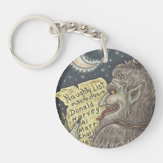 KRAMPUS NAUGHTY LIST CHRISTMAS SLEUTELHANGER Round (Voorkant)