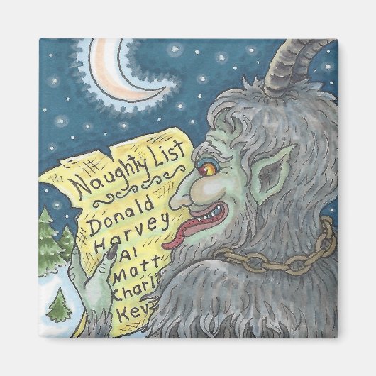 KRAMPUS NAUGHTY LIST Kerstmis MAGNET Aanpassen (Voorkant)