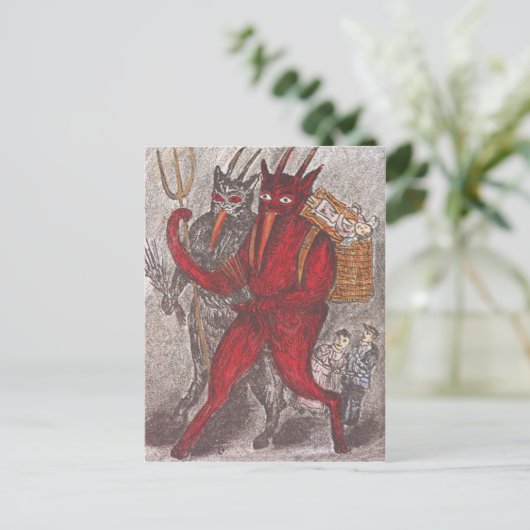 Krampus neemt kind briefkaart (Staand voorkant)