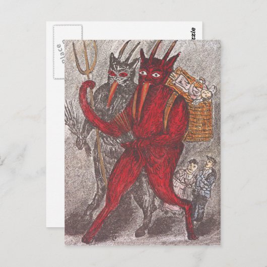Krampus neemt kind briefkaart (Voorkant / Achterkant)