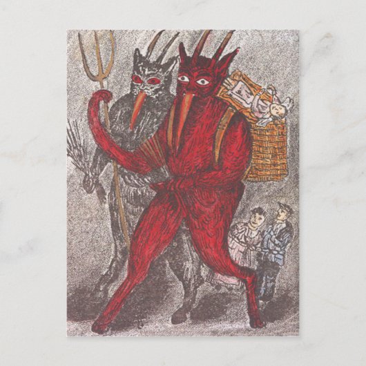 Krampus neemt kind mee briefkaart (Voorkant)