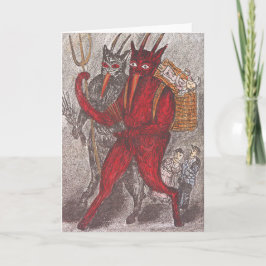 Krampus neemt kind mee feestdagen kaart