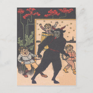 Krampus neemt stoute kinderen mee briefkaart
